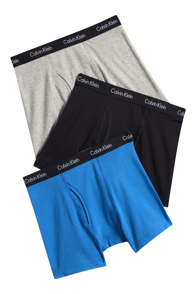 Kids' Assorted 3-Pack Stretch Cotton Boxer Briefs, Main, color, POSEIDON/ GRAY/ BLACK