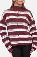 Blu Pepper Stripe Mock Neck Cardigan