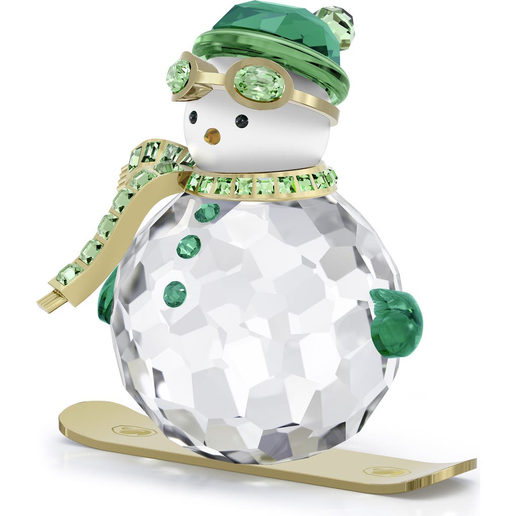 Swarovski Dulcis Holiday Cheers Snowman Ornament In Green