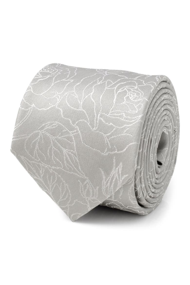 Floral Jacquard Silk Tie, Alternate, color, GRAY