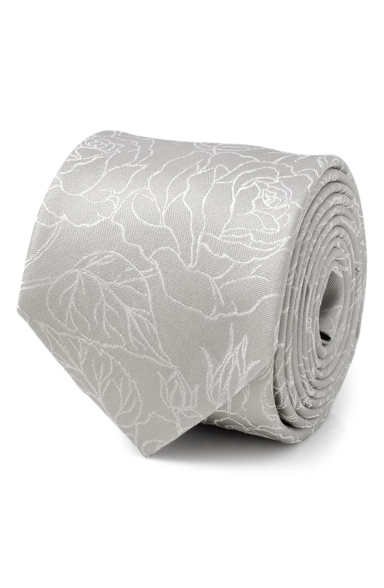 Cufflinks, Inc. Floral Jacquard Silk Tie, Alternate, color, Gray