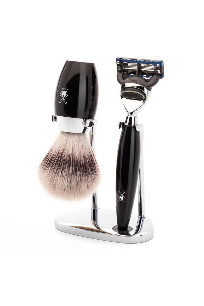 Kosmo Black 3-Piece Silvertip Fiber & Fusion Shaving Set, Main, color, Black