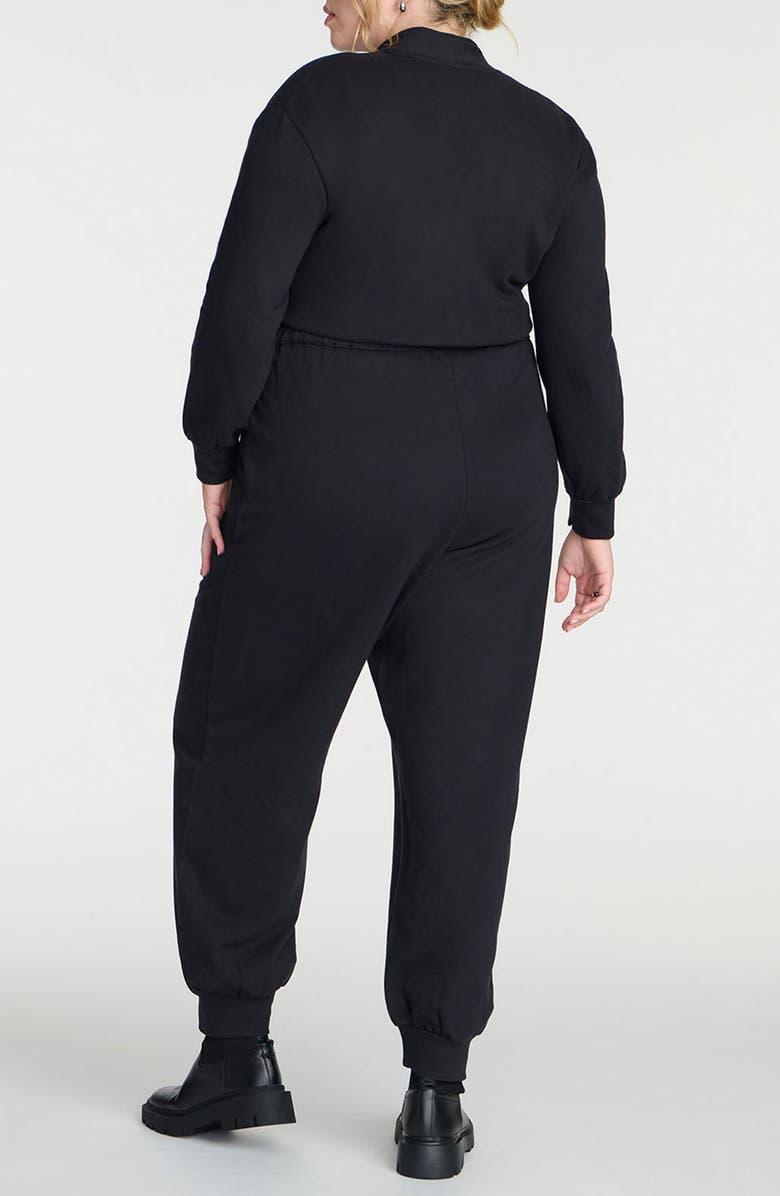 ELOQUII Front Zip Knit Jumpsuit, Alternate, color, 
