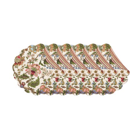 Amara Round Quilted Placemats Set of 6, 17"