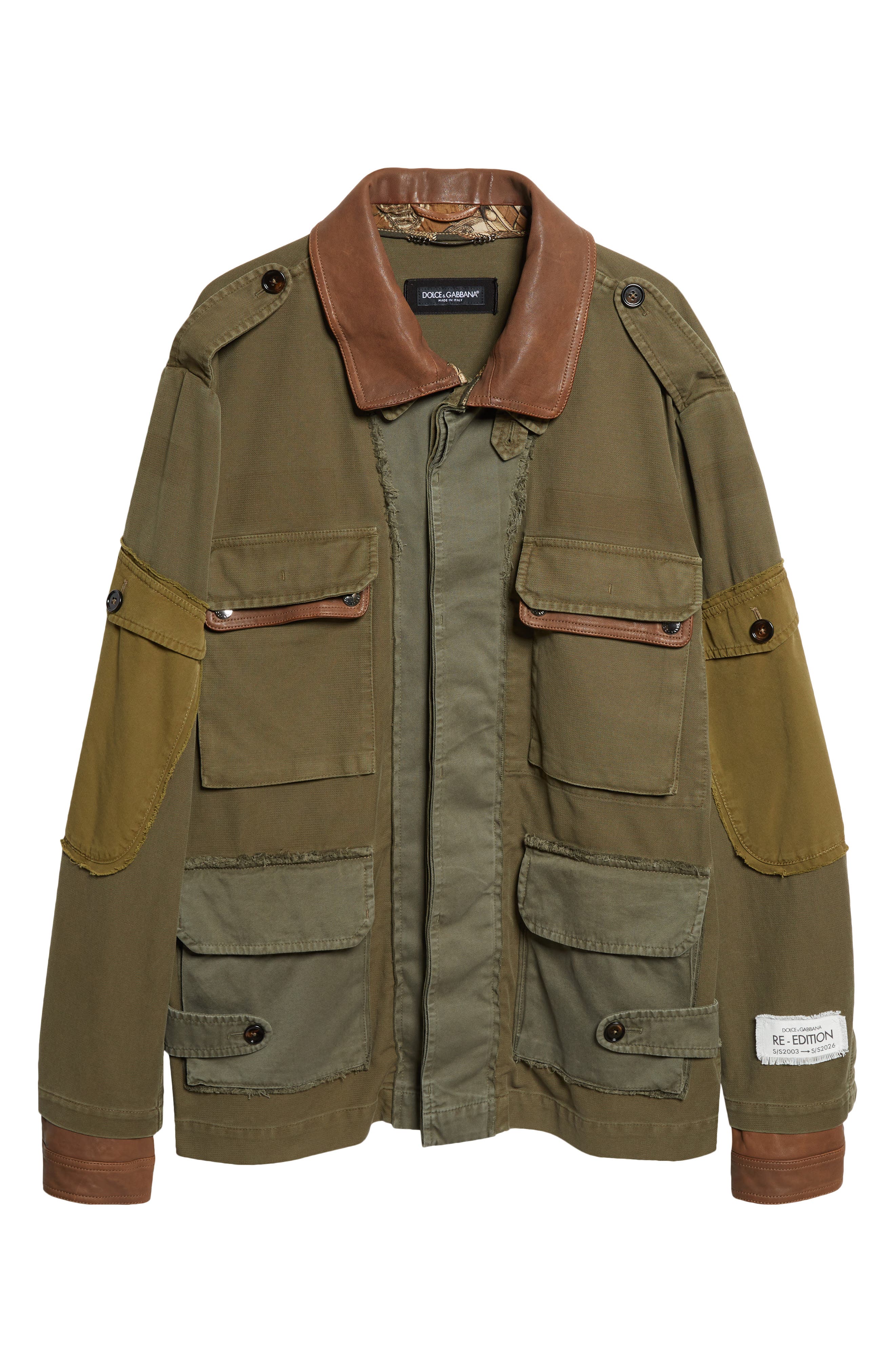 Leather Trim Cotton Jacket