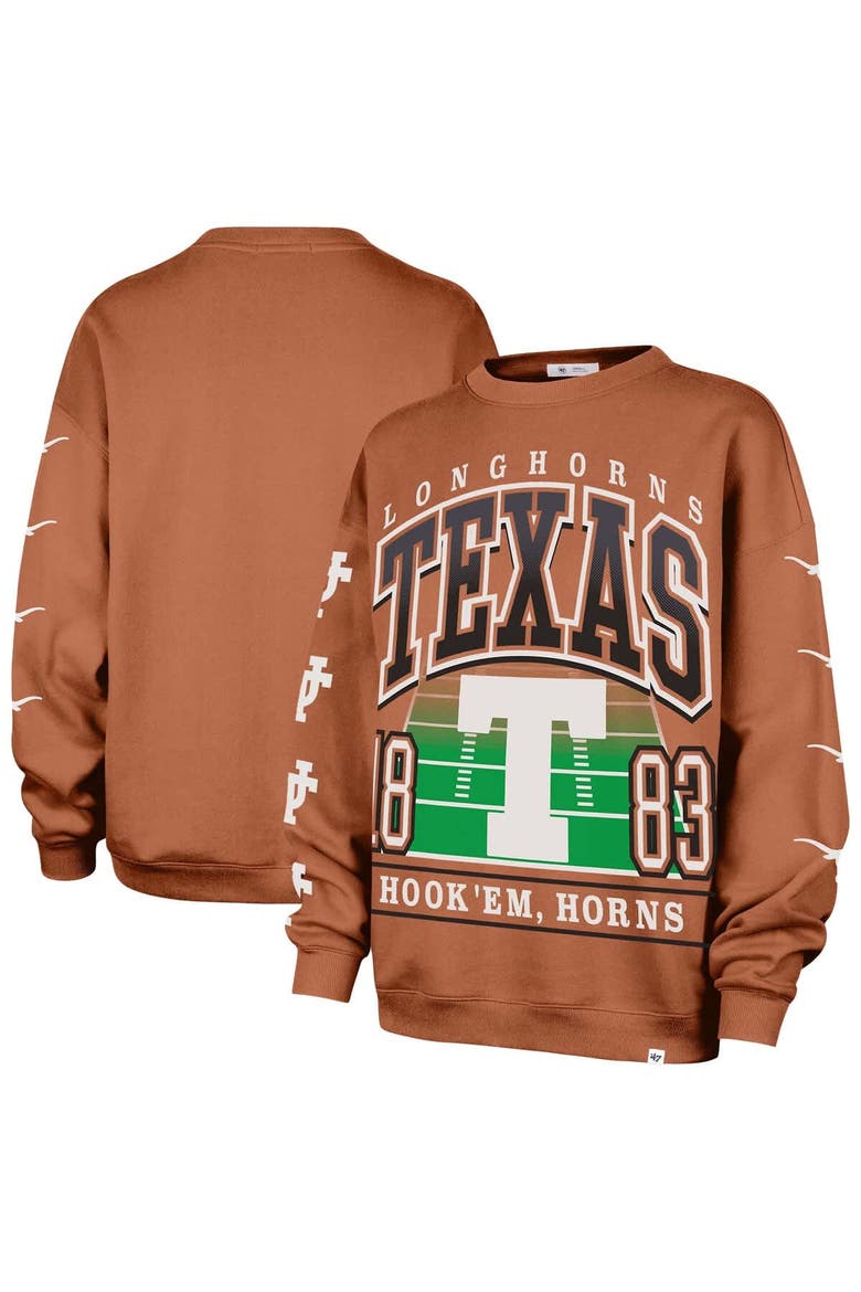 Women's '47 Texas Orange Texas Longhorns Go Big Oversized Pullover Sweatshirt, Main, color, Burnt Orange