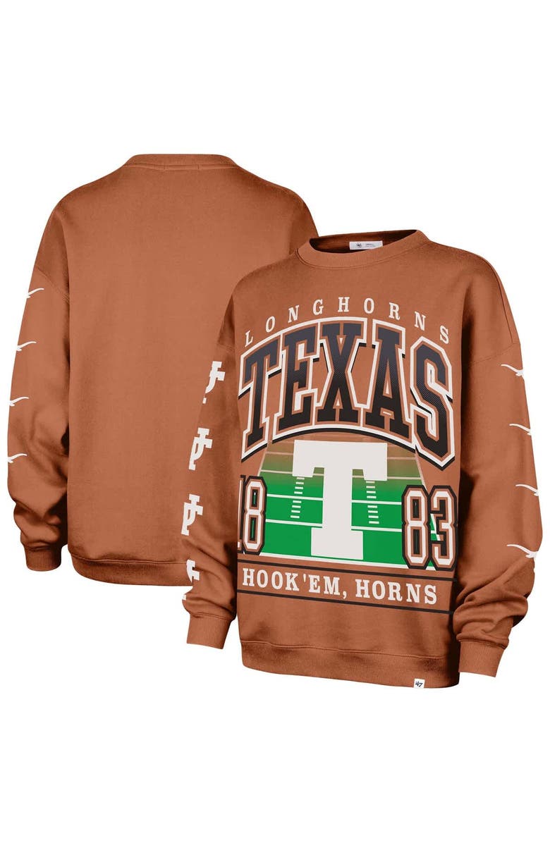 '47 Women's '47 Texas Orange Texas Longhorns Go Big Oversized Pullover Sweatshirt, Main, color, Burnt Orange