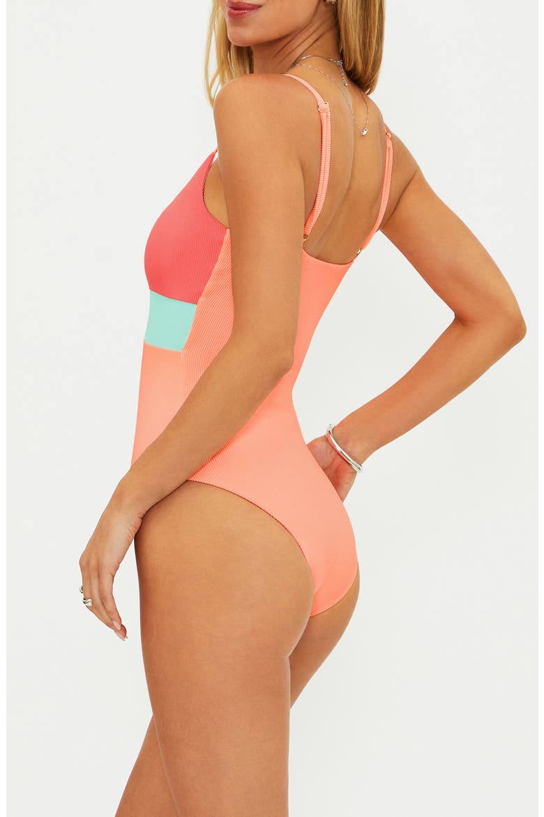 Leslie Cutout One-Piece Swimsuit, Alternate, color, GUAVA JELLY COLORBLOCK