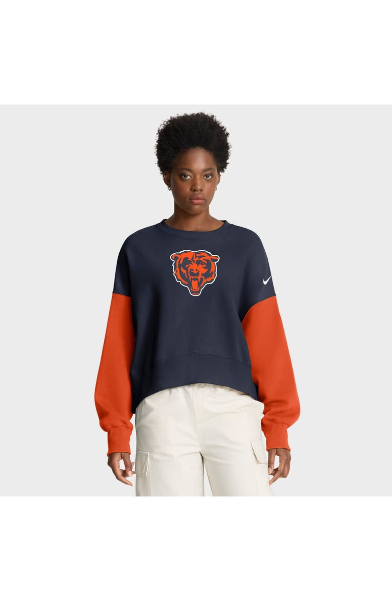 Nike Women's Nike Navy Chicago Bears Oversized Color-Block Pullover Sweatshirt, Main, color, Navy