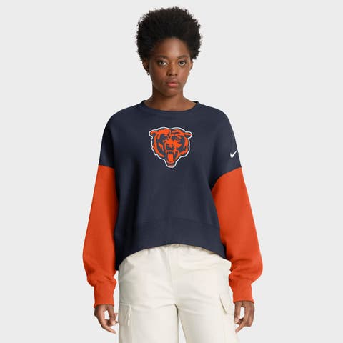 Women's Nike Navy Chicago Bears Oversized Color-Block Pullover Sweatshirt