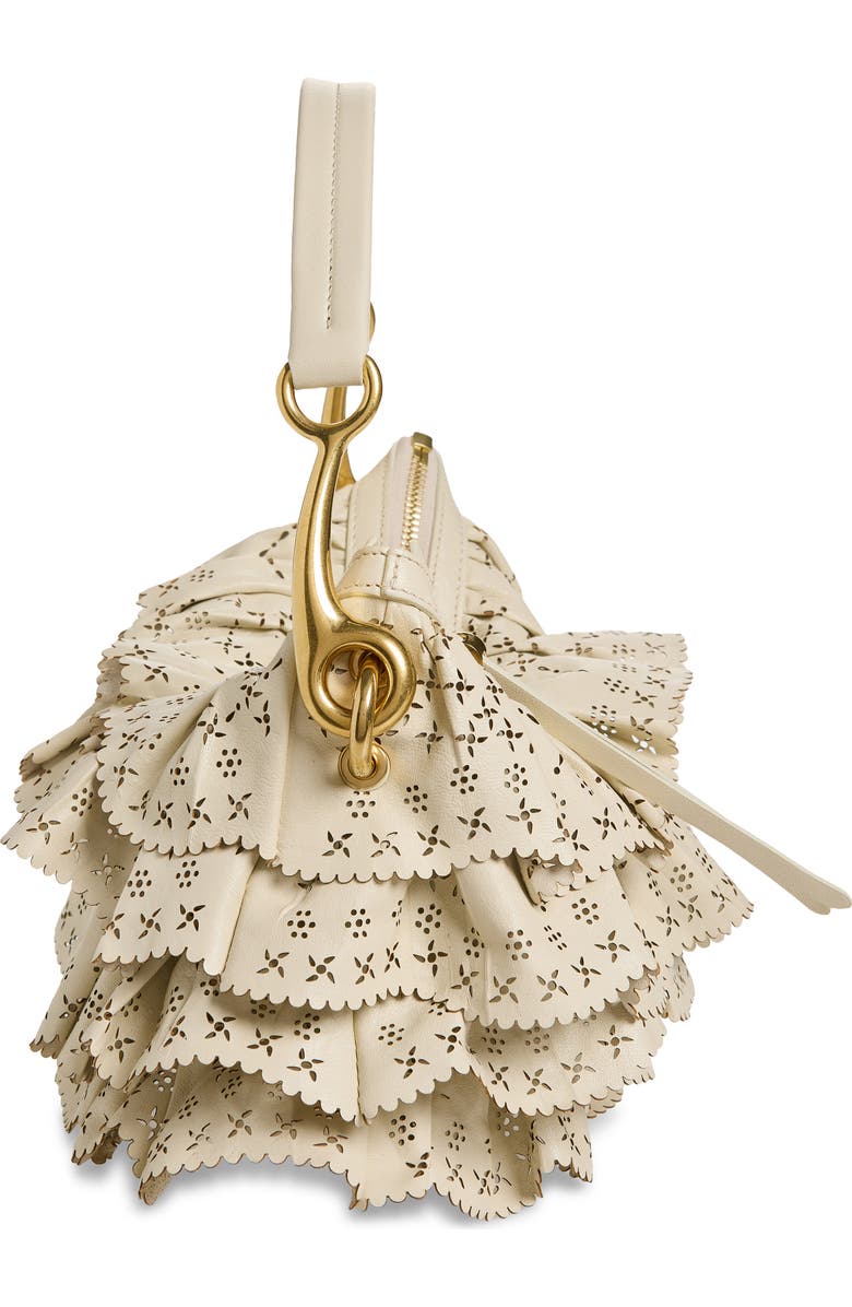 Burberry Bridle Perforated Ruffles Shoulder Bag, Alternate, color, Soap