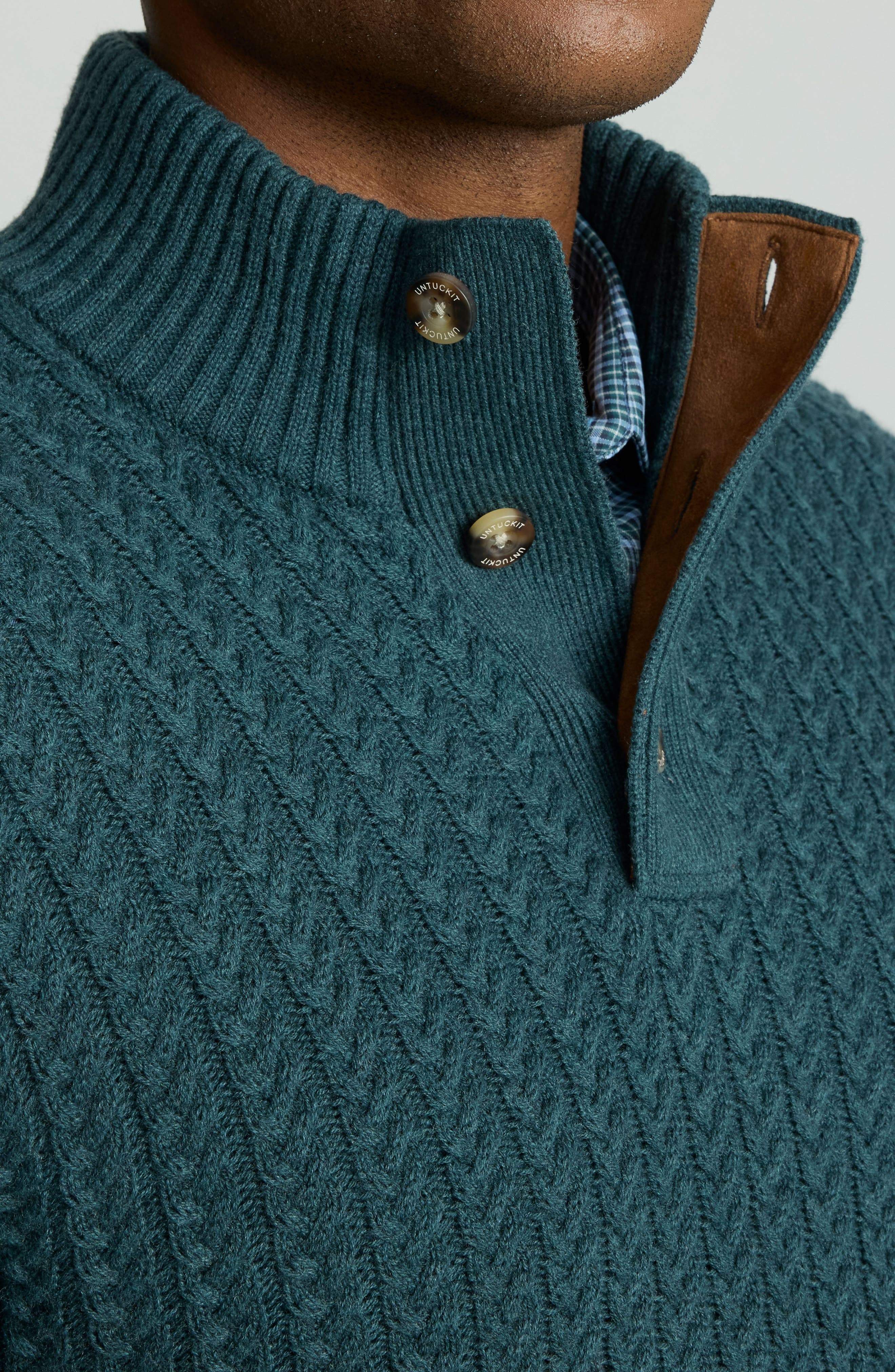 Castilla Cable Knit Half Button Pullover - image 2