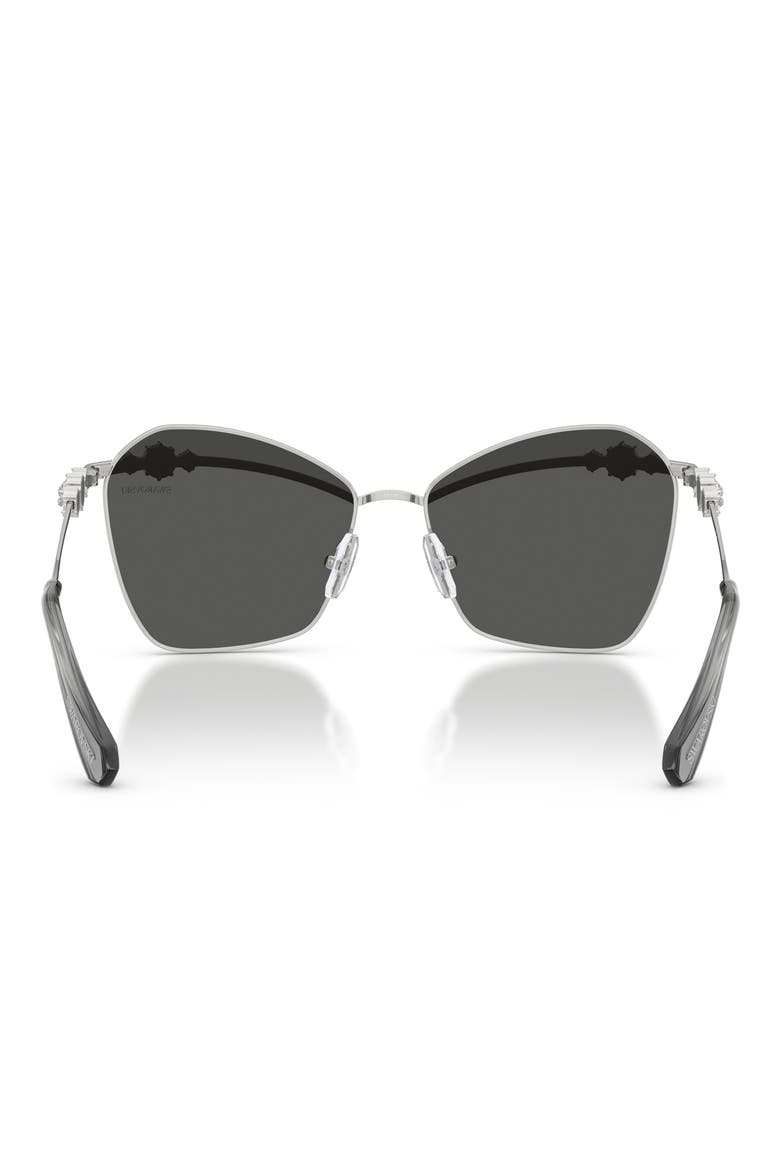 57mm Butterfly Sunglasses, Alternate, color, SILVER / GREY TAMPO SILVER