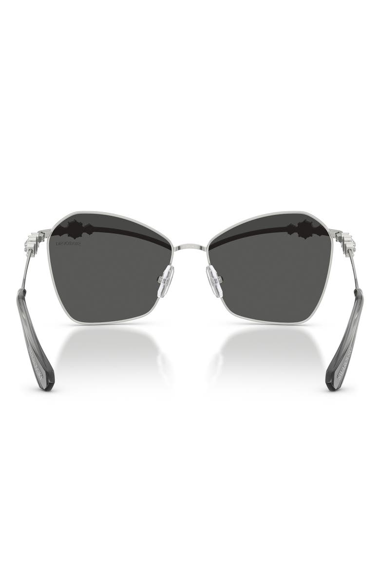 Swarovski 57mm Butterfly Sunglasses, Alternate, color, Silver / Grey Tampo Silver