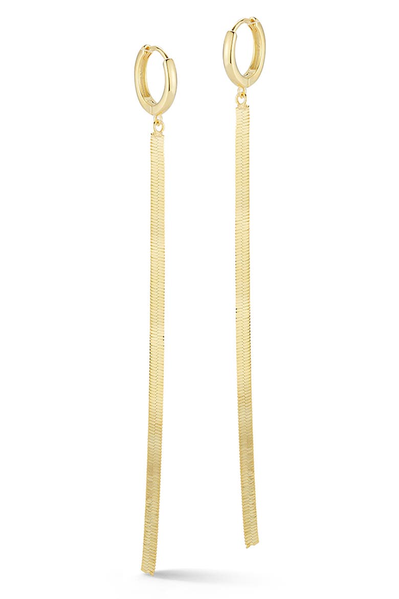 14K Gold Plated Sterling Silver Chain Drop Huggie Earrings, Main, color, YELLOW GOLD