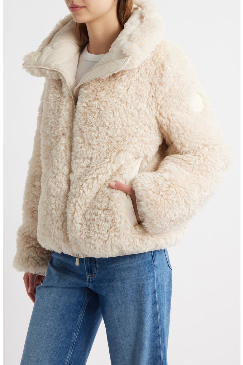 Kennie Water Repellent Faux Shearling Jacket, Alternate, color, SHORE BEIGE