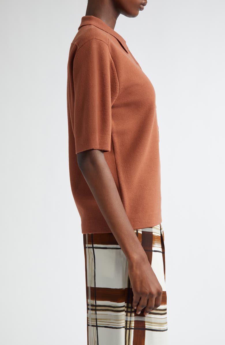 Dries Van Noten Toamsa Merino Wool Polo Sweater, Alternate, color, Light Rust