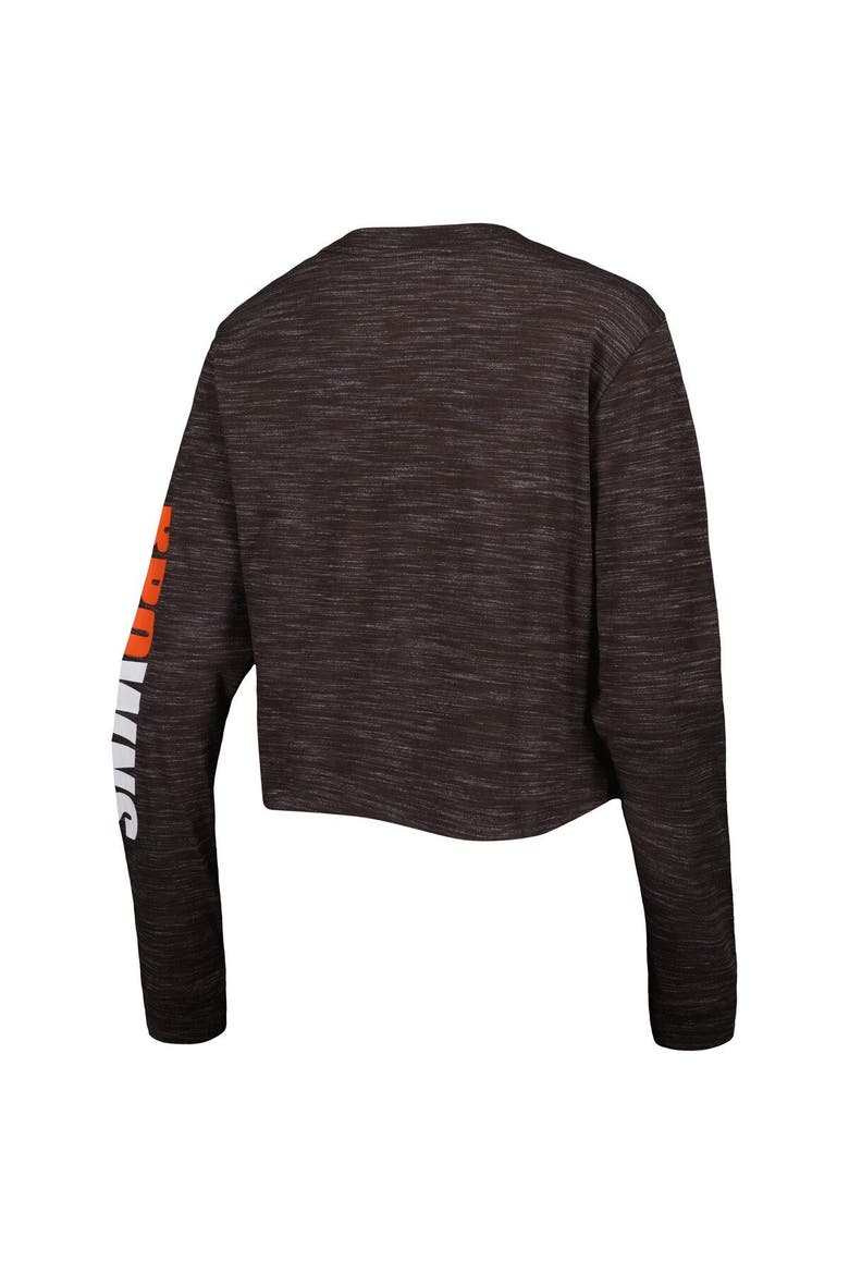 Women's New Era Brown Cleveland Browns Crop Long Sleeve T-Shirt, Alternate, color, Brown