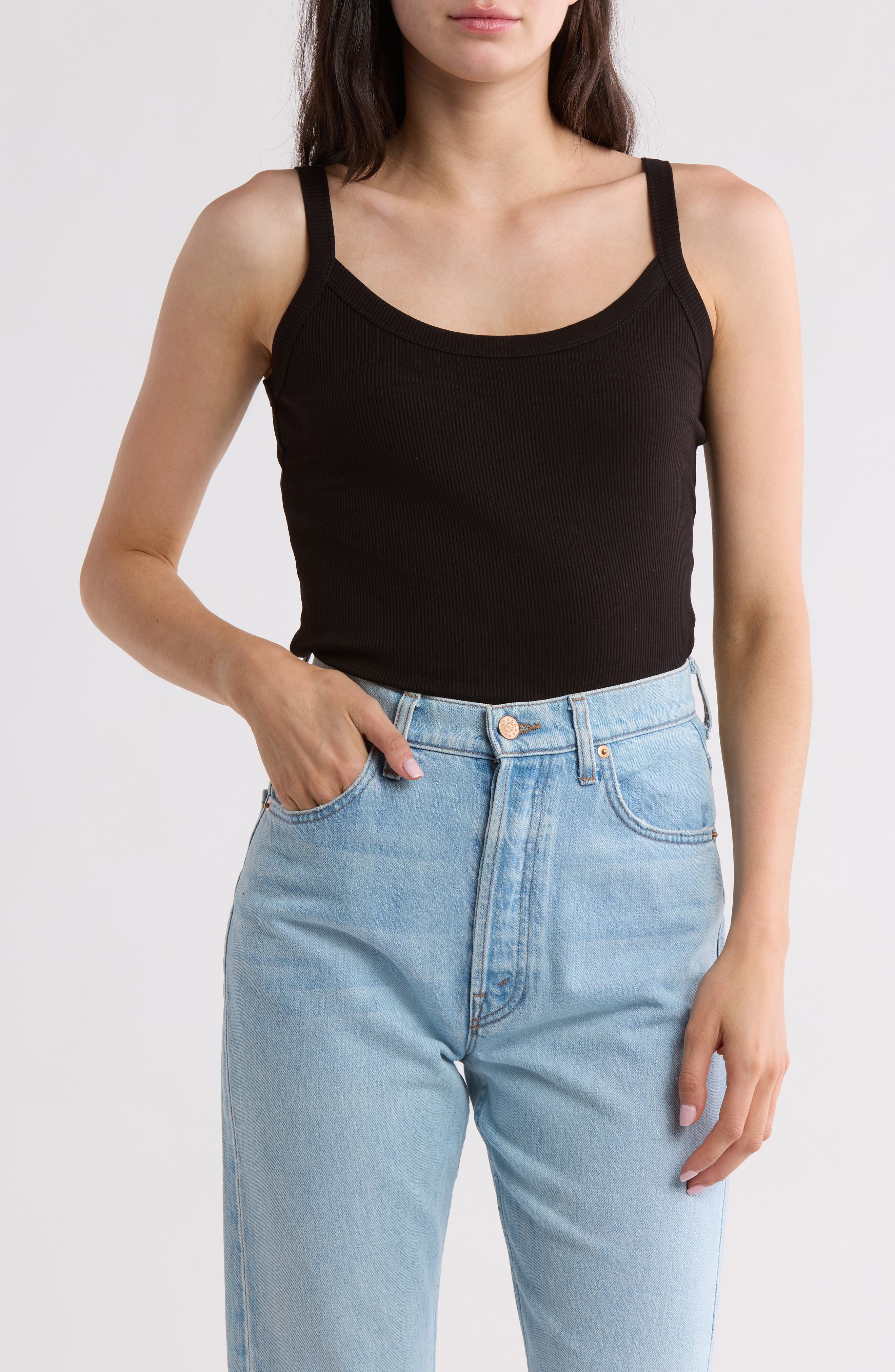 1.STATE Rib Jersey Scoop Neck Tank