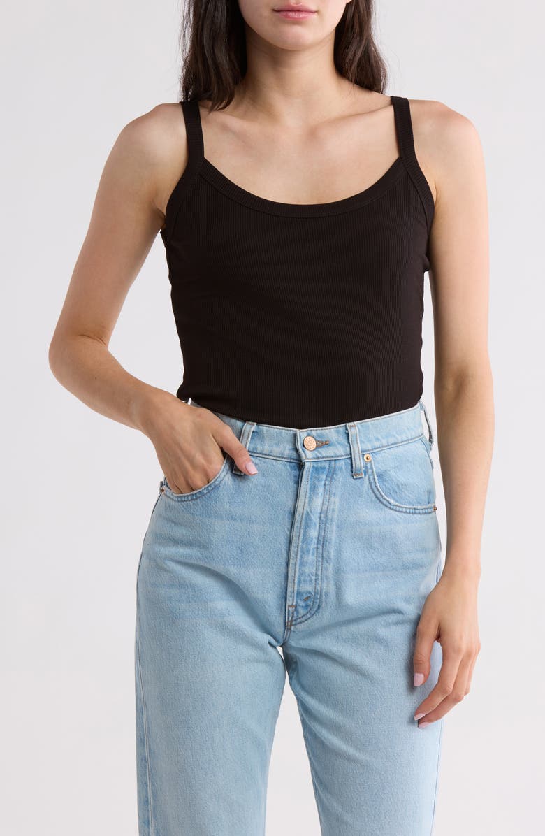 1.STATE Rib Jersey Scoop Neck Tank, Main, color, Rich Black