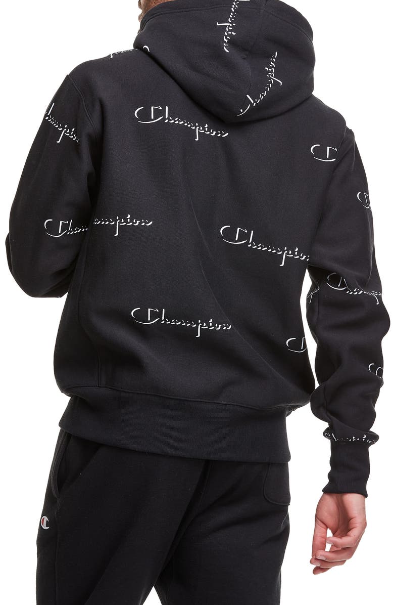 Champion Reverse Weave<sup>®</sup> All Over Logo Hoodie, Alternate, color,