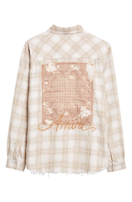 Amiri Bleach Bandana Patch Flannel Button-up Shirt In Neutral