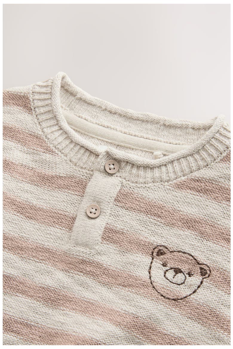 Kids' Stripe Stitch Bear Sweater, Alternate, color, NEUTRAL
