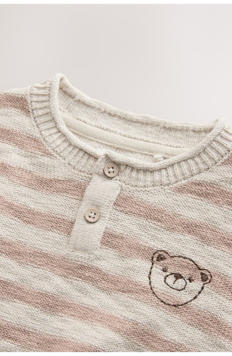 NEXT Kids' Stripe Stitch Bear Sweater, Alternate, color, Neutral
