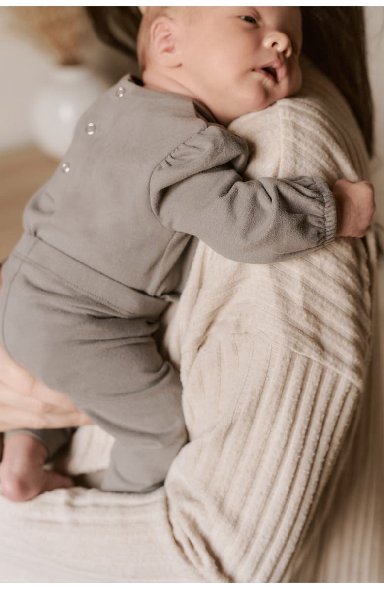 Pehr Essentials Puff Sleeve Bodysuit, Alternate, color, Charcoal