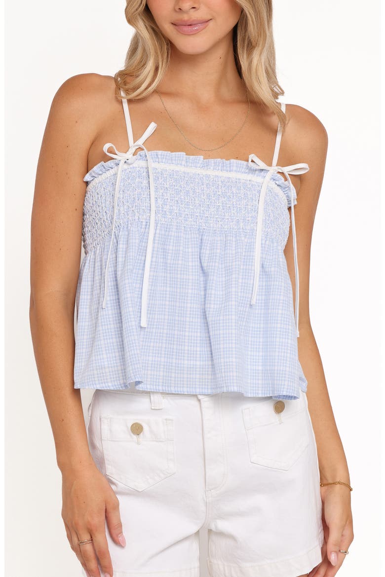 Mireille Gingham Babydoll Top, Alternate, color, BLUE GINGHAM
