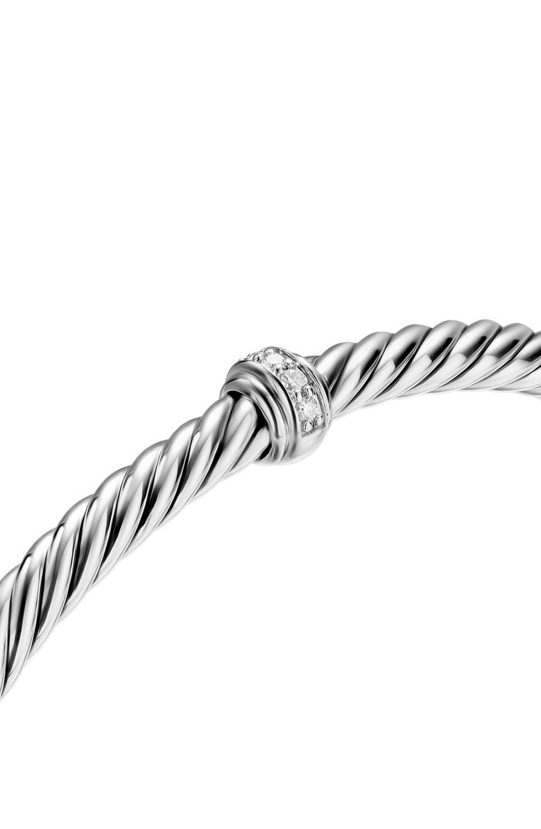 David Yurman Cable Flex Station Bracelet in Sterling Silver with Diamonds, 4mm, Alternate, color, Diamond