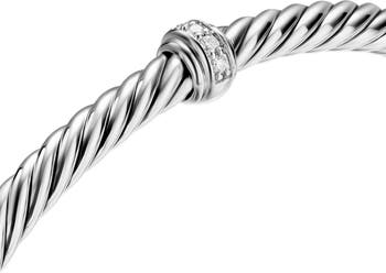 Cable Flex Station Bracelet in Sterling Silver with Diamonds, 4mm