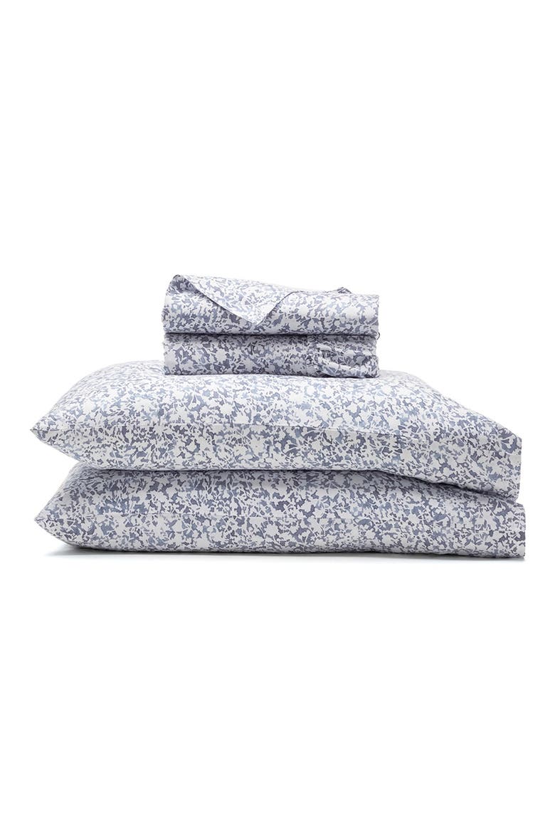 Signature Garden Print Hemmed Organic Cotton Sheet Set, Main, color, BAY