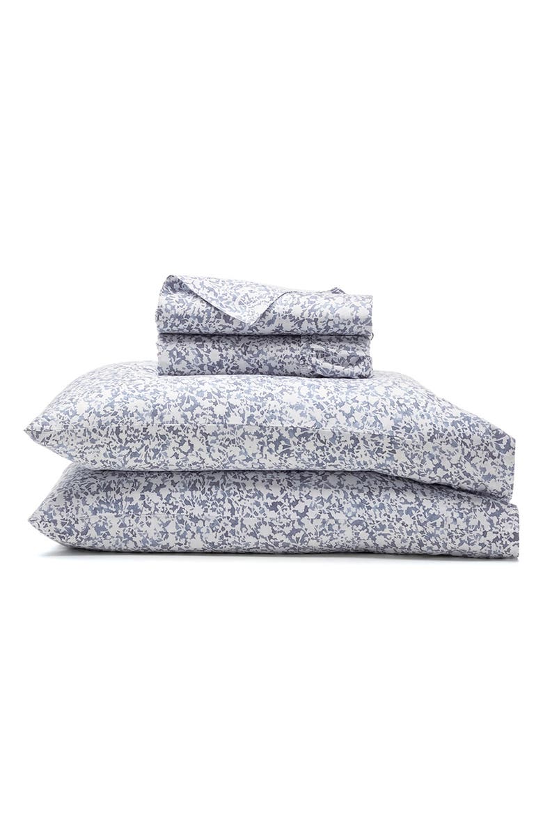 Boll & Branch Signature Garden Print Hemmed Organic Cotton Sheet Set, Main, color, Bay