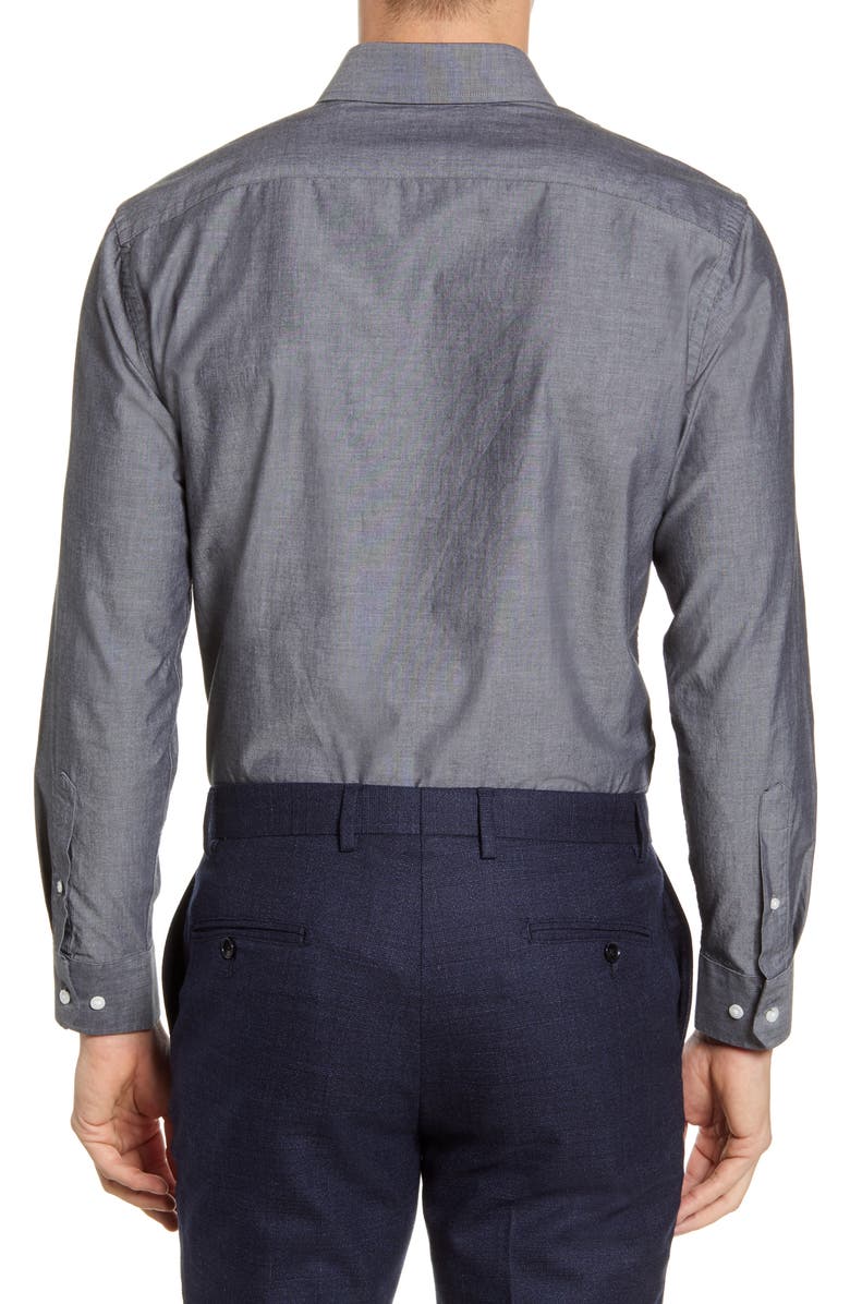 The Tie Bar Trim Fit Solid Chambray Dress Shirt, Alternate, color, 
