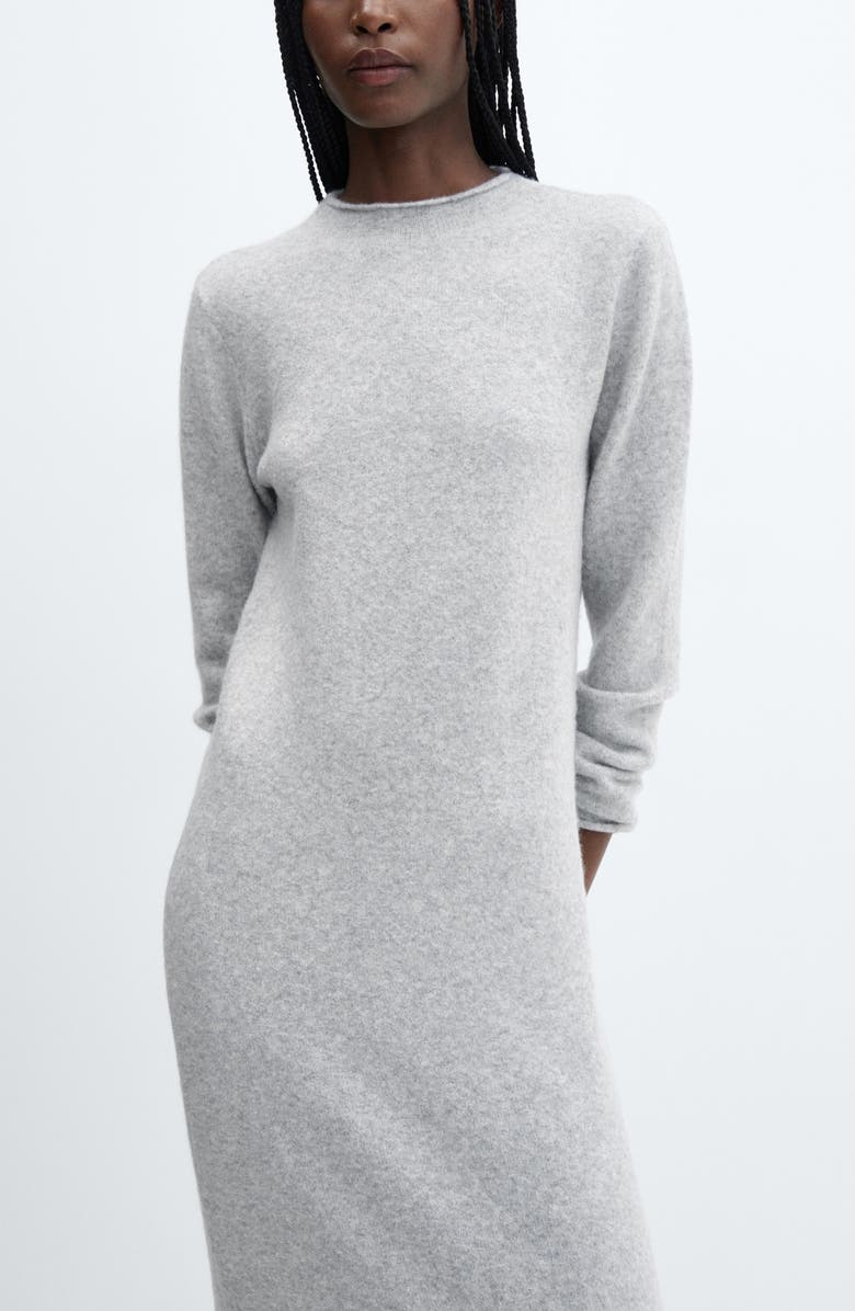 MANGO Funnel Neck Long Sleeve Midi Sweater Dress, Alternate, color, 