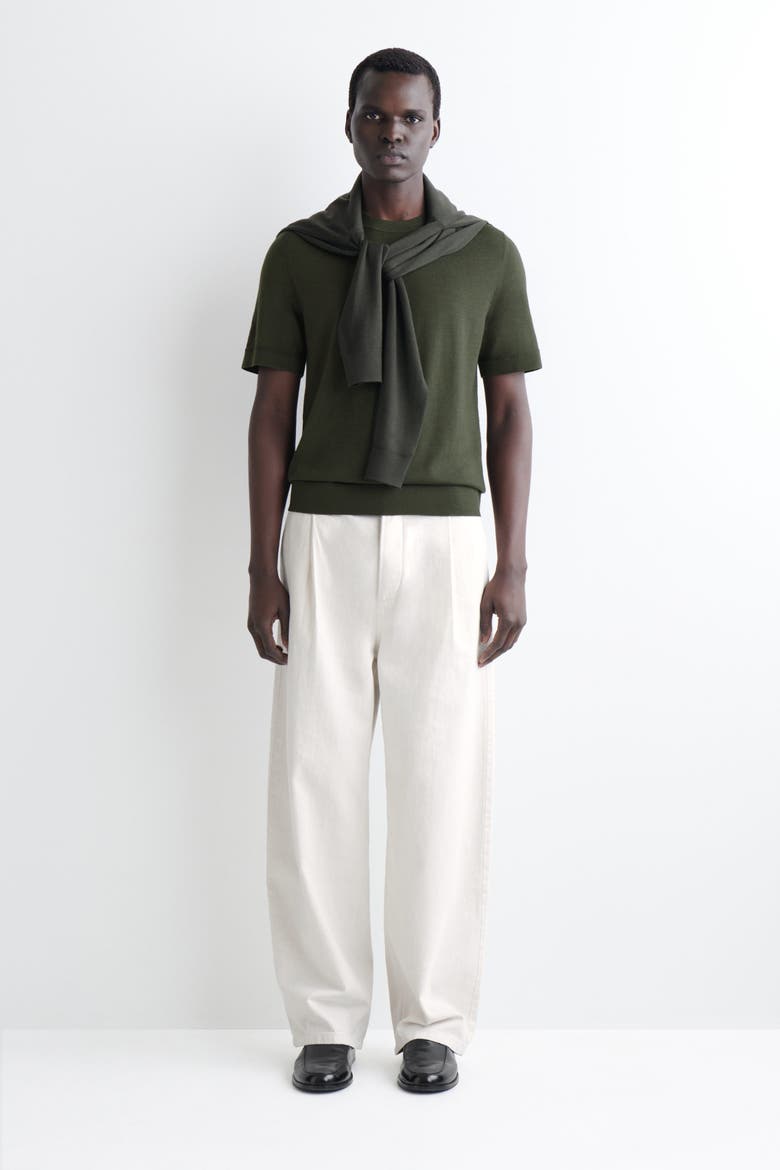 Merino Wool Knitted T-Shirt, Alternate, color, DARK KHAKI