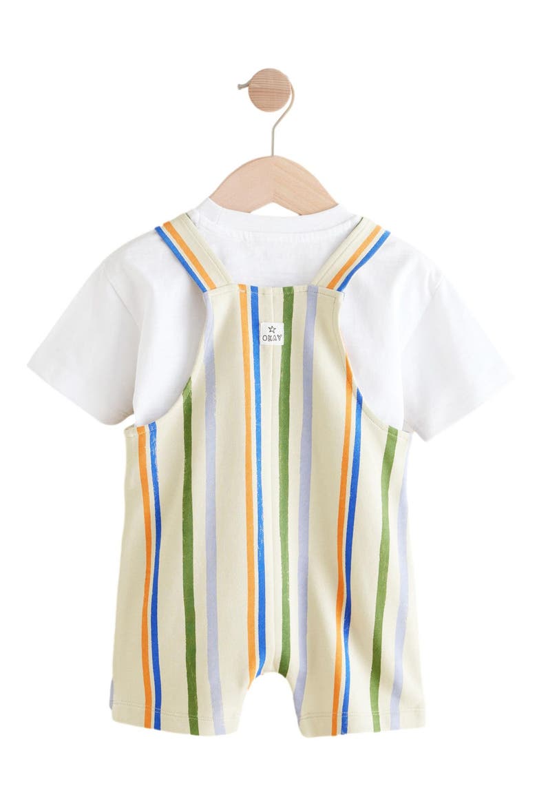 Kids' Stripe Overalls & T-Shirt Set, Alternate, color, NEUTRAL