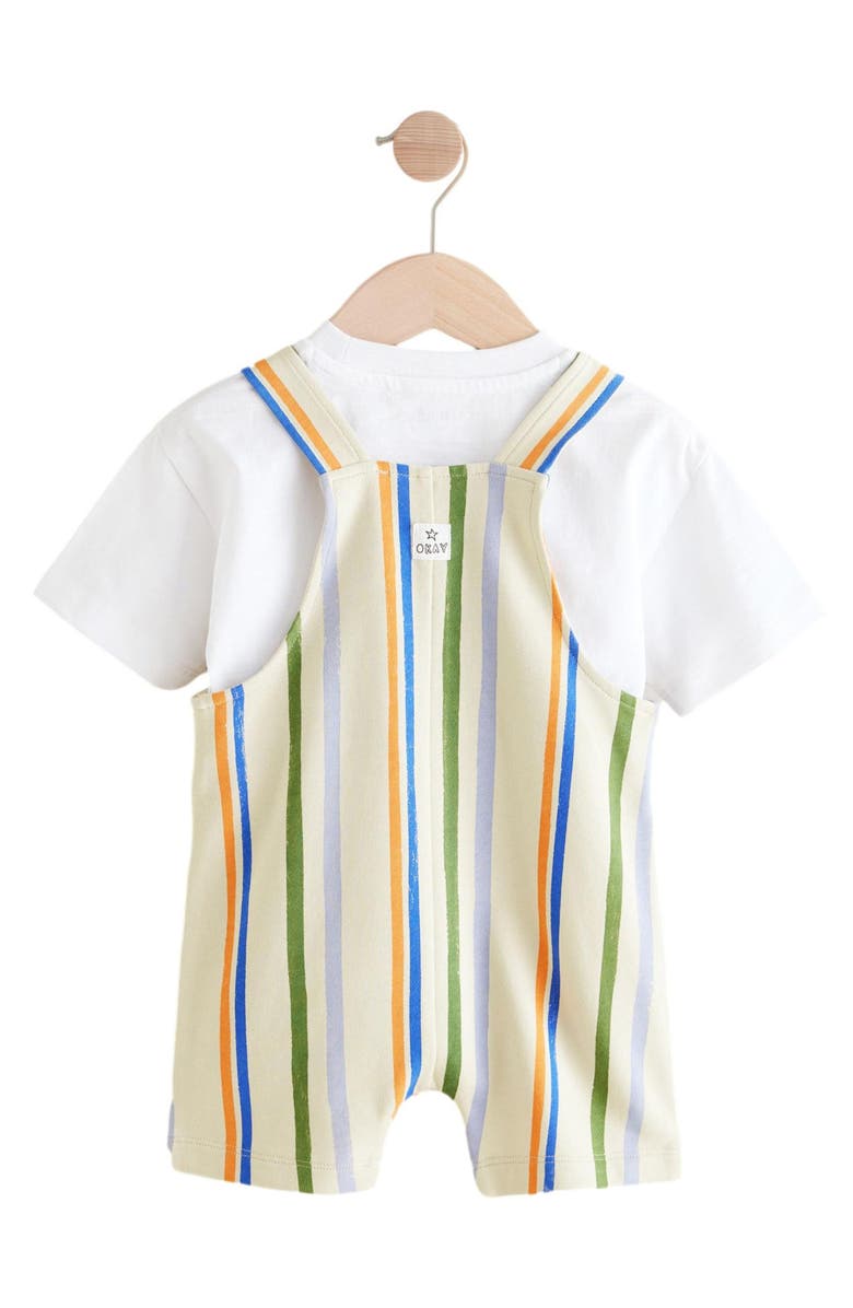 NEXT Kids' Stripe Overalls & T-Shirt Set, Alternate, color, Neutral