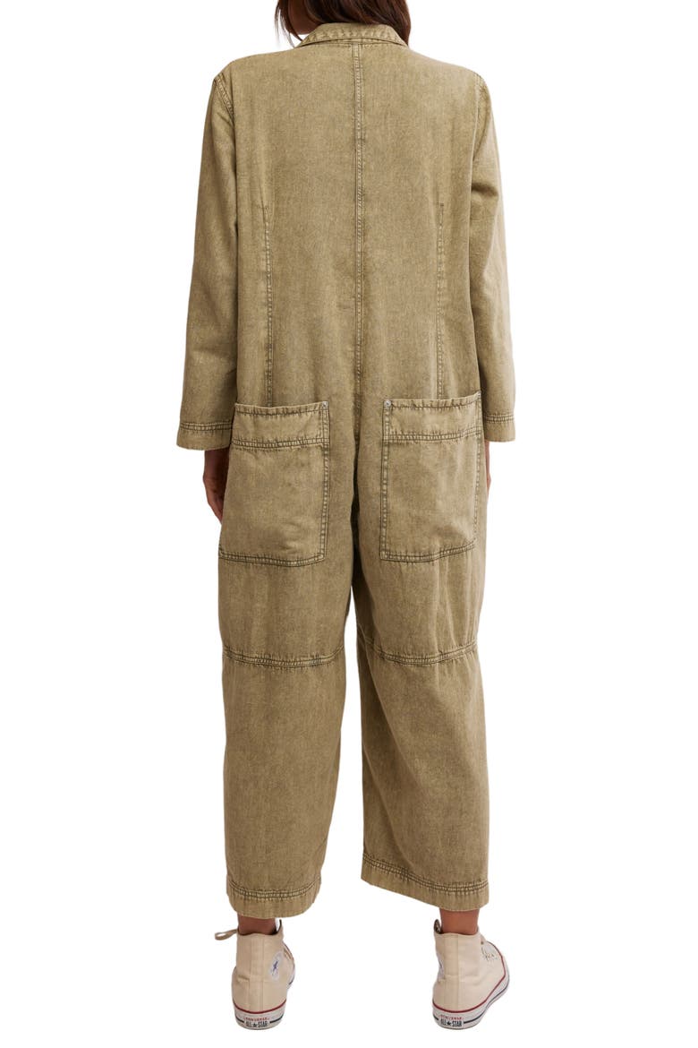 Margarita Long Sleeve Denim Jumpsuit, Alternate, color, CALLISTE GREEN