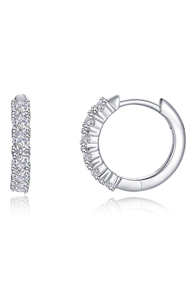 Alexa Pavé Simulated Diamond Huggie Hoop Earrings, Main, color, SILVER
