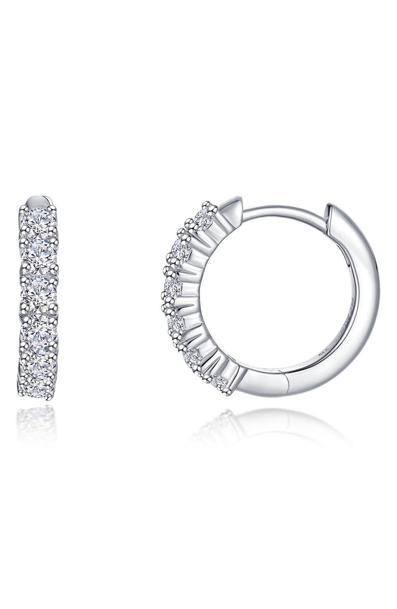 Lafonn Alexa Pavé Simulated Diamond Huggie Hoop Earrings, Main, color, Silver