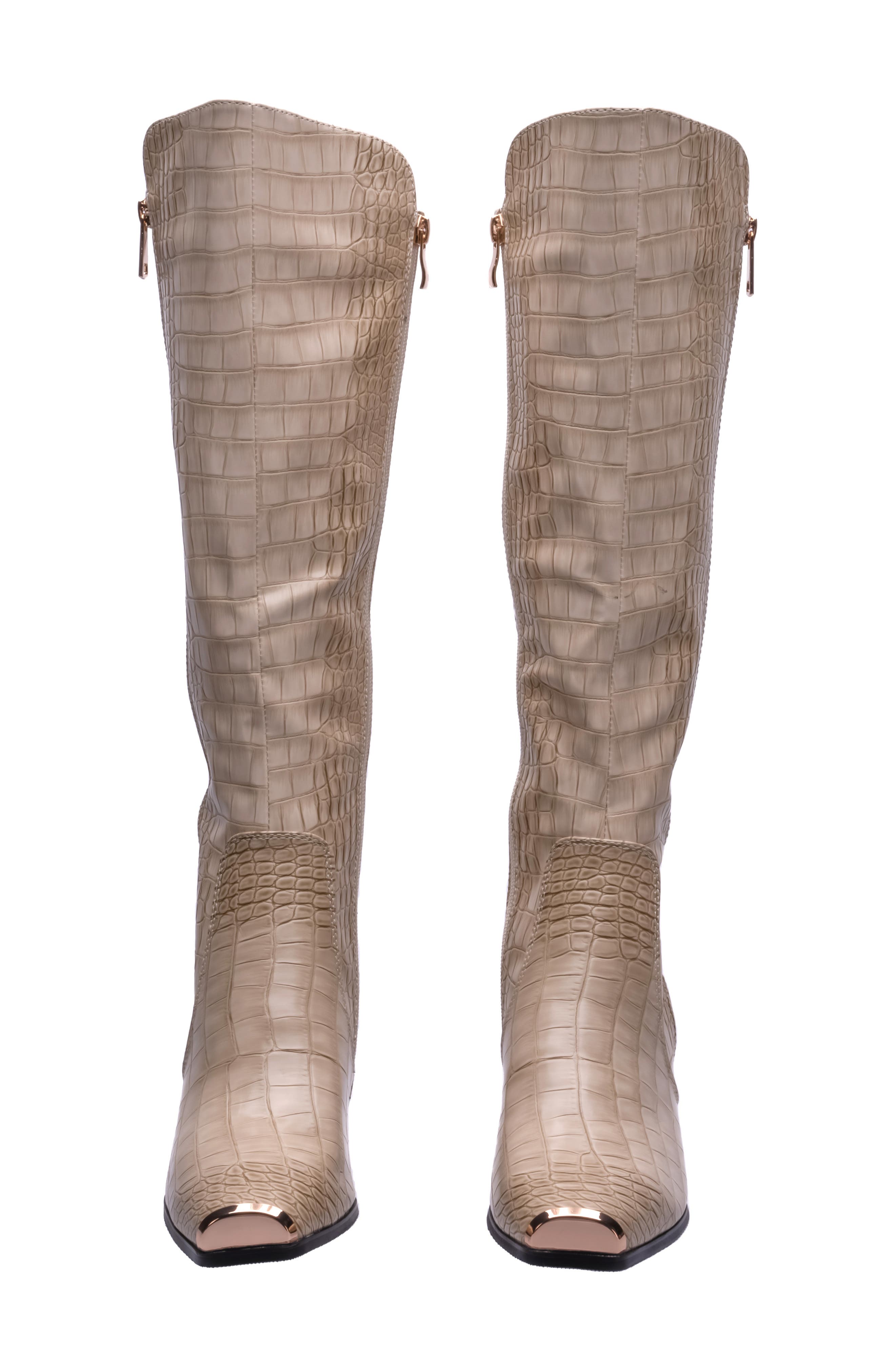 London Croc Embossed Knee High Boot, Alternate, color, BONE