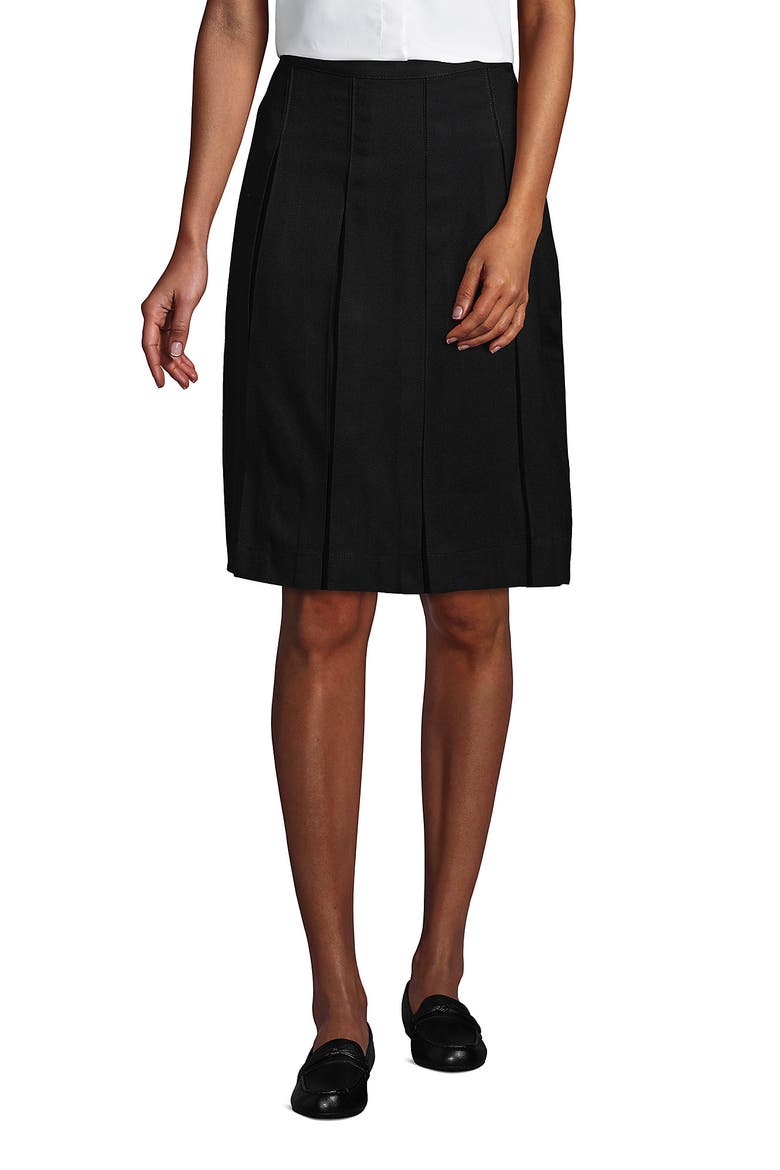 School Uniform  Solid Box Pleat Skirt Top of Knee, Main, color, Black