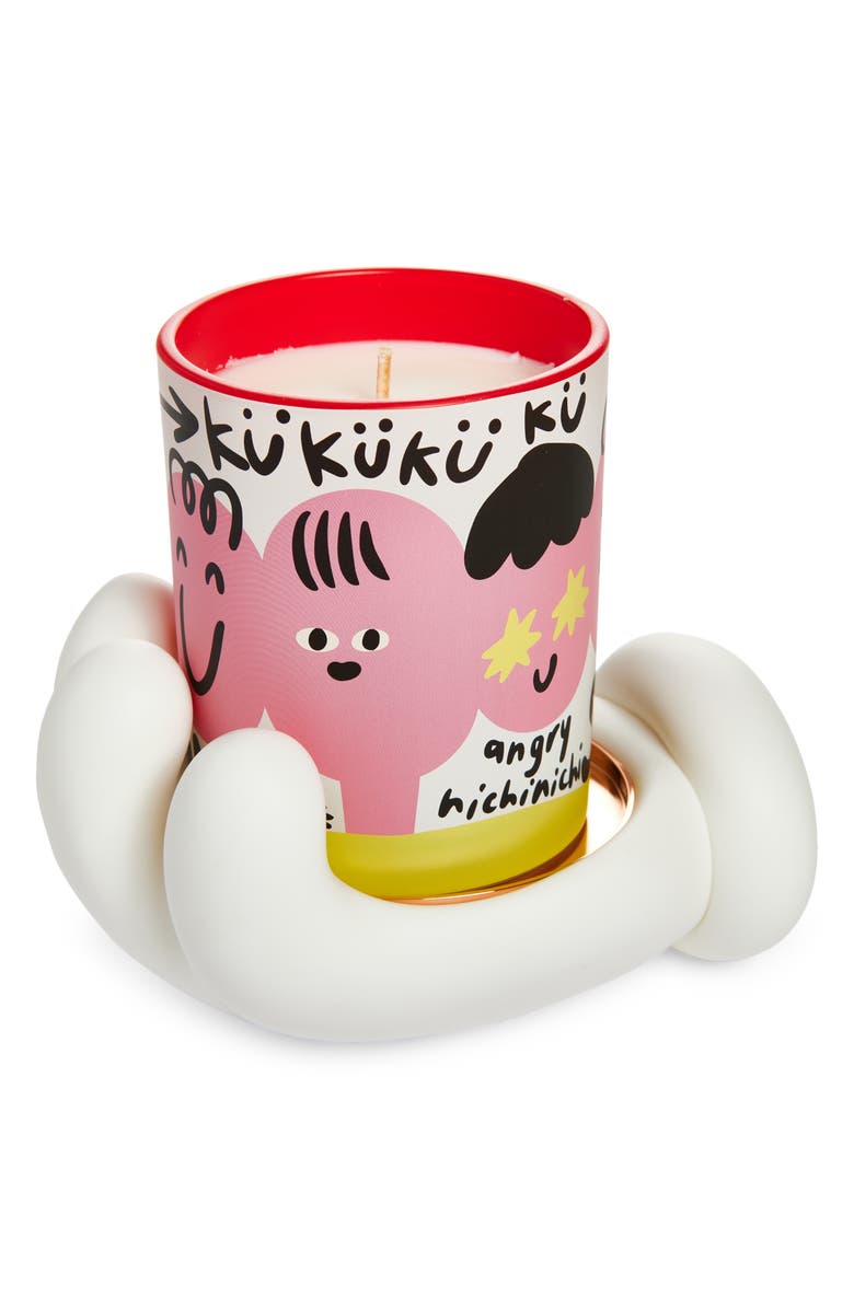 WEKUKU Mood White Tea Scented Candle & Holder Gift Set, Alternate, color, Pink
