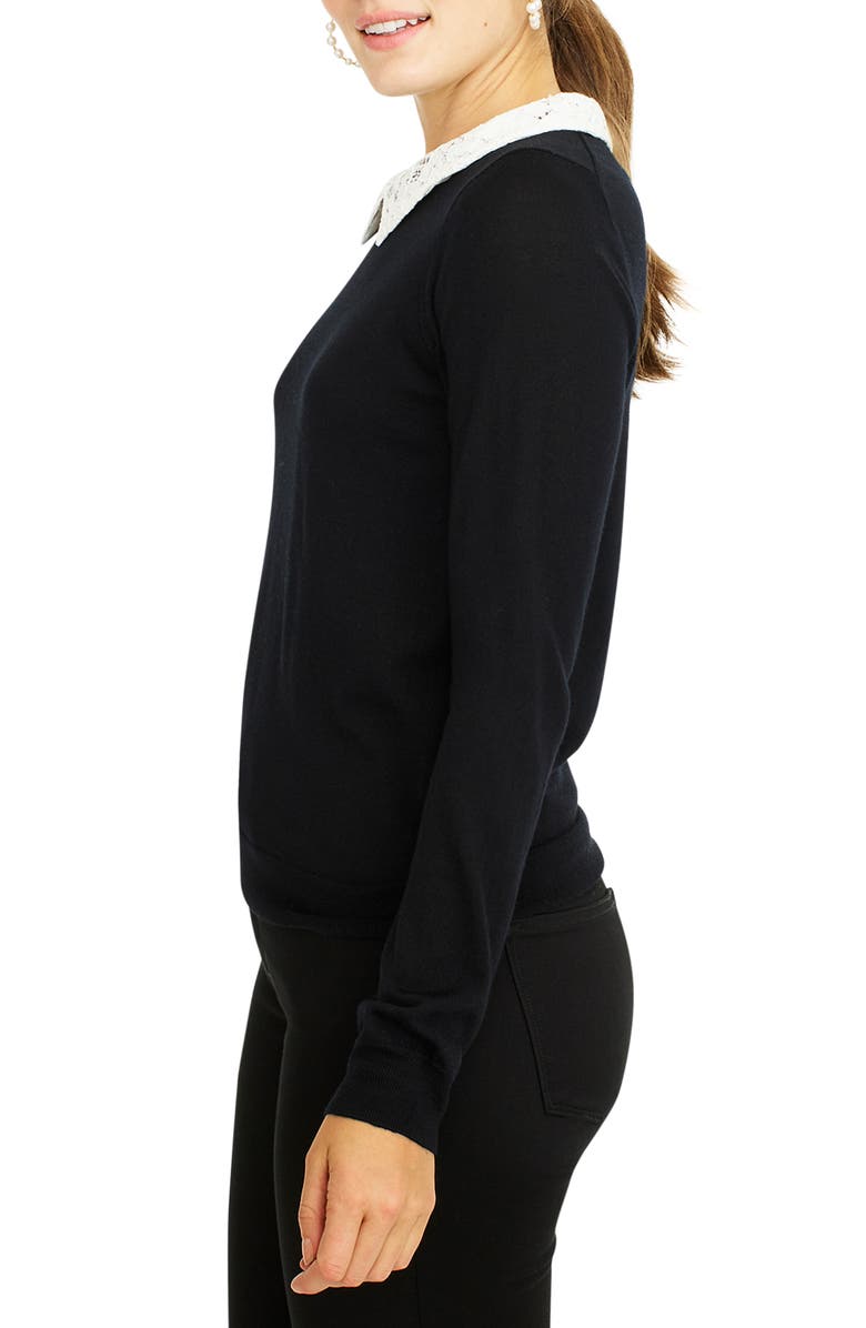J.Crew Tippi Sweater with Lace Collar, Alternate, color,