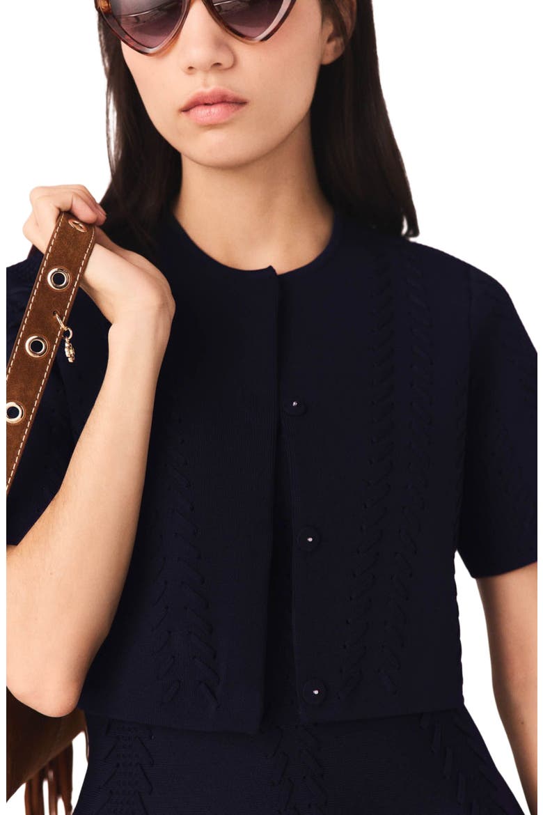 Cropped cardigan, Alternate, color, Navy