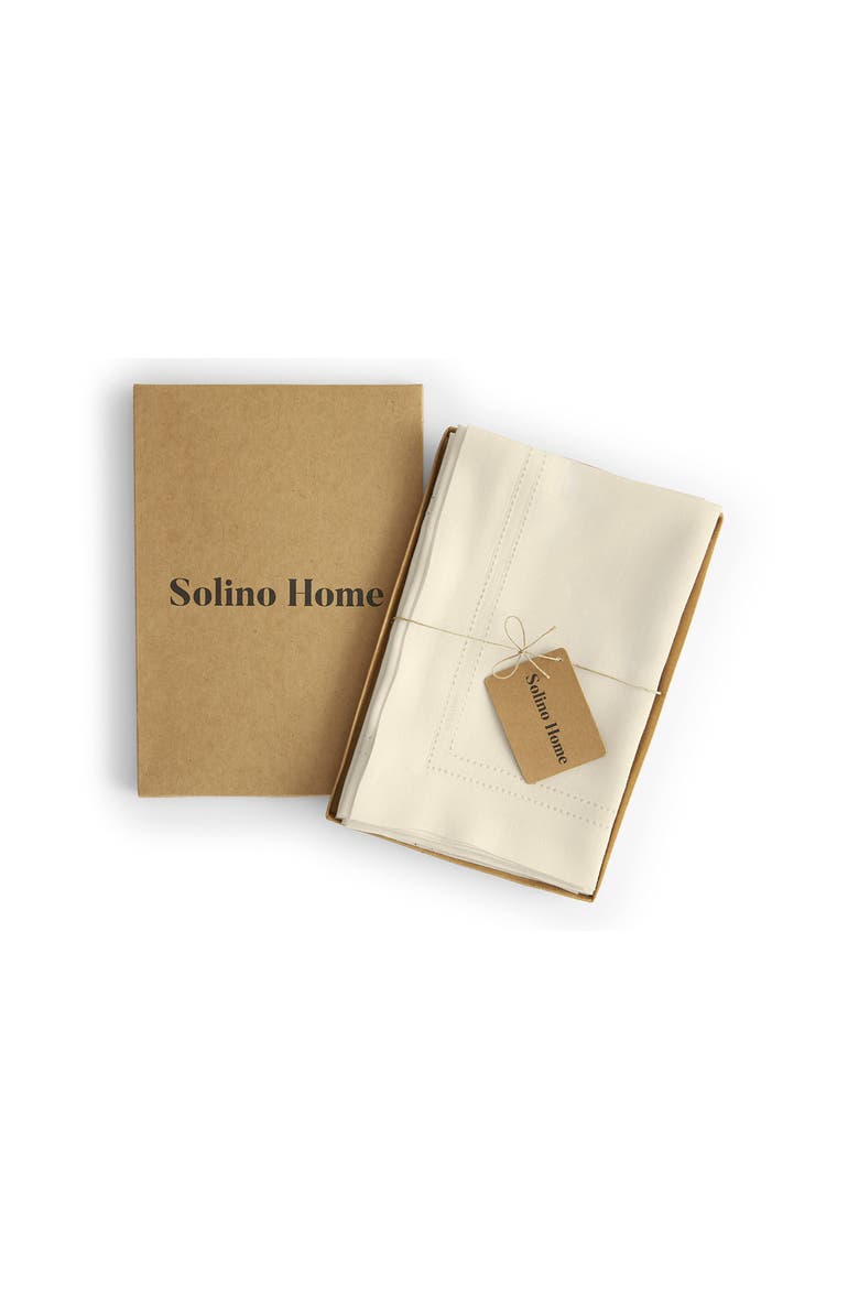 Linen Dinner Napkins Set of 4, 20 x 20" - Linen Double Hemstitch, Alternate, color, Ivory