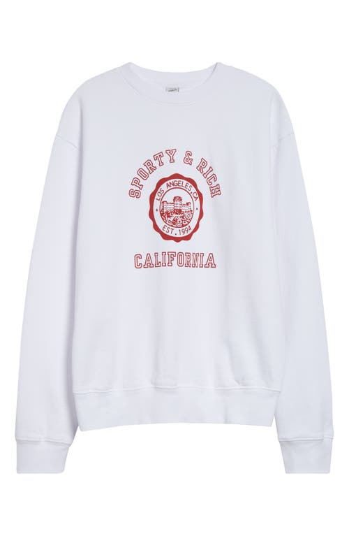 Sporty And Rich California Emblem Crewneck In Open White
