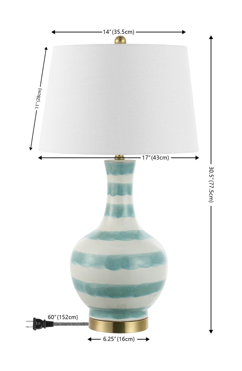 JONATHAN Y Tucker 30.5" Ceramic/Metal LED Table Lamp, Alternate, color, Green/White